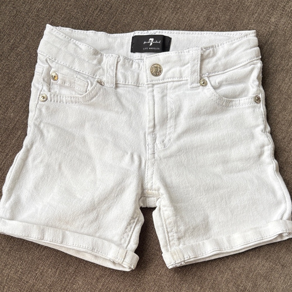 7 For All Mankind Kids White Denim Shorts